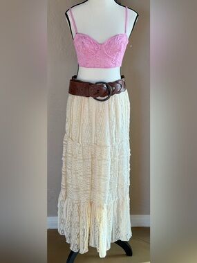 Solitaire Lace Overlay Maxi Skirt